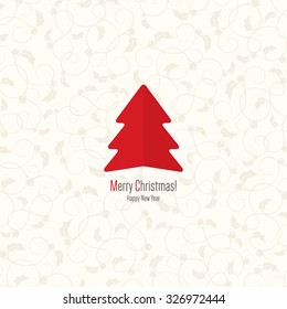 Christmas and New Year. Vector greeting card with Christmas tree