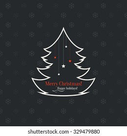 Christmas and New Year. Vector greeting card with Christmas tree