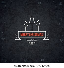 Christmas and New Year. Vector greeting card with Christmas tree