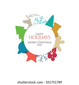 Navidad y Año Nuevo. Tarjeta de felicitación de vectores