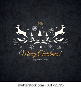 Christmas and New Year. Vector greeting card