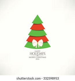 Christmas and New Year. Vector greeting card with Christmas tree