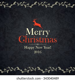 Christmas and New Year. Vector greeting card with Christmas Reindeer