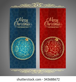 Christmas and New Year  Vector greeting card with Christmas Ball