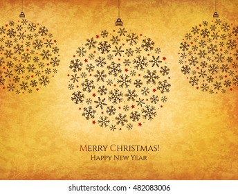 Christmas and New Year. Vector greeting card