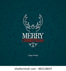 Navidad y Año Nuevo. Tarjeta de saludo vectorial con reno