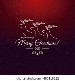 Christmas and New Year. Vector greeting card with reindeer