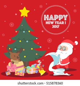 Christmas and New Year Vector greeting card
