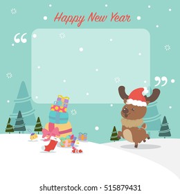 Christmas and New Year Vector greeting card