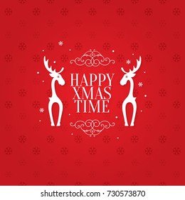 Christmas and New Year. Vector greeting card with Christmas reindeer