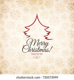 Christmas and New Year. Vector greeting card with Christmas tree
