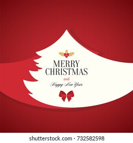 Christmas and New Year. Vector greeting card. Witch Christmas tree