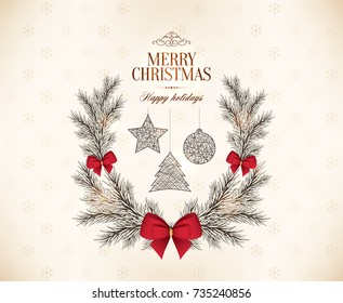 Christmas and New Year. Vector greeting card