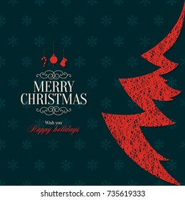 Navidad y Año Nuevo. Tarjeta de bienvenida vectorial con árbol de Navidad