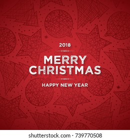 Christmas and New Year. Vector greeting card with festive background