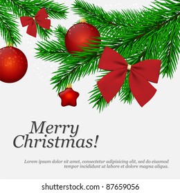 Natal e Ano Novo. Cartão de mensagem vetorial