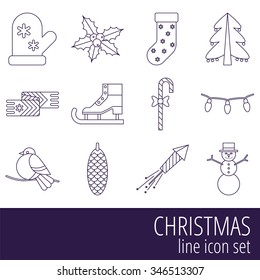 Christmas and New Year vector icon set with christmas symbol vector. Isolated christmas icon on white background.