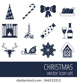 Christmas and New Year vector icon set with christmas symbol vector. Isolated christmas icon on white background.