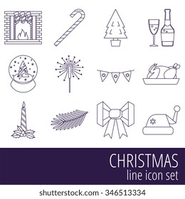 Christmas and New Year vector icon set with christmas symbol vector. Isolated christmas icon on white background.
