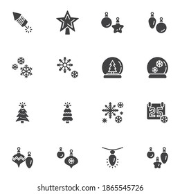 Christmas and New Year vector icons set, modern solid symbol collection, filled style pictogram pack. Signs, logo illustration. Set includes icons as christmas tree decoration, xmas bauble, calendar