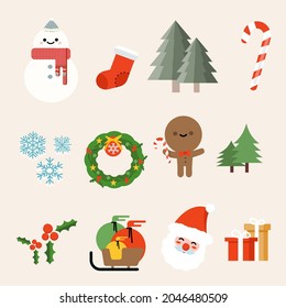 Christmas and New Year vector icons. Set of flat Christmas icons..