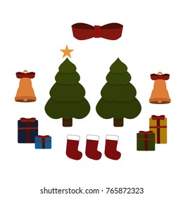 Christmas and New Year vector icons. Set of flat Cristmas icons.