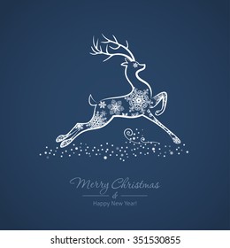 Christmas and New Year vector illustration with a deer