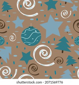 Christmas and New Year vector pattern. Seamless holiday pattern.