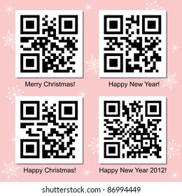 Christmas and New Year vector QR Codes collection for your design.