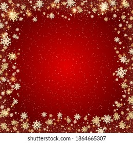 Weihnachten und Neues Jahr, Vektorroter Hintergrund mit Sternen und Schneeflocken