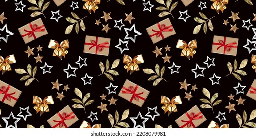 Christmas and New Year vector seamless holiday  pattern
