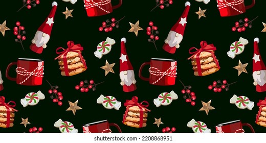Weihnachten und Neujahr, Vektorgrafik nahtloser Feiertage