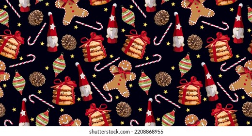 Christmas and New Year vector seamless holiday  pattern