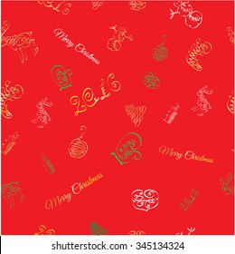 Christmas and New Year vector seamless pattern. Flourish Christmas elements. 