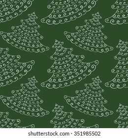 Christmas and New Year vector seamless pattern. Hand-drawn white candy canes. Red background. For backdrop, fabric, wallpaper, wrapping, winter holiday design. Eps 8.