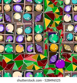 Christmas and New Year vector seamless pattern, Hand drawn. 