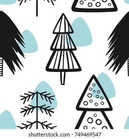 Christmas and new year vector seamless patterns