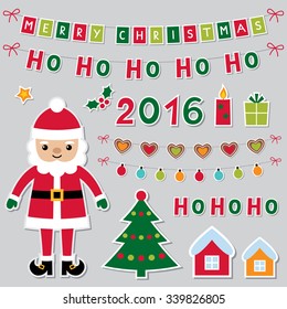 Christmas and New Year vector stickers set