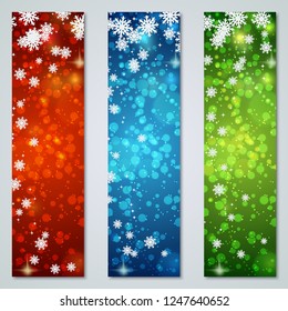 Christmas and New Year vertical luxury colorful vector banners collection