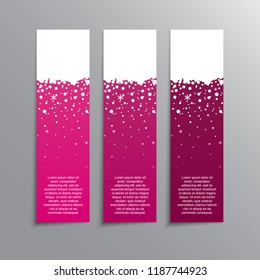 Christmas, New Year vertical rectangle banner, background, banner, card, backdrop with snowflakes and place for text. Birthday, wedding, party, club flyer, booklet, brochure, tag, label.