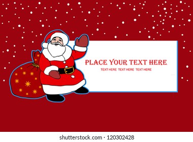 Christmas and New Year vintage card, happy Santa Claus with gifts