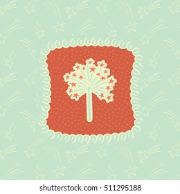 Christmas and New Year vintage ornate frame with firework sparkle symbol. Doodle illustration greeting card.