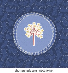 Christmas and New Year vintage ornate frame with star firework symbol. Doodle illustration greeting card. Hand drawn background.