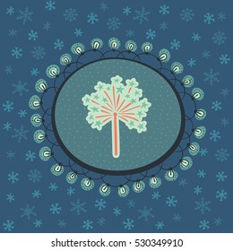 Christmas and New Year vintage ornate frame with star firework symbol. Doodle illustration greeting card. Hand drawn background.