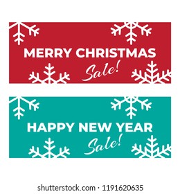 Christmas and New Year vintage vector banner. Winter banners of set vector with snowflakes