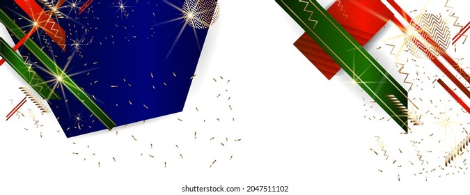 Christmas and New Year white stylish background. Luxury beautiful banner. Bright Winter holiday composition. Vector stock illustration
