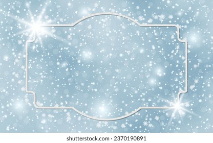 Christmas and New Year winter style vector background with stars, snowflakes and bokeh effect. Design template for banner, flyer, invitation card, poster, coupon, voucher