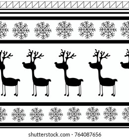 Christmas New Year winter sweater in black and white seamless pattern