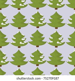 Christmas New Year winter trees with snow seamless pattern