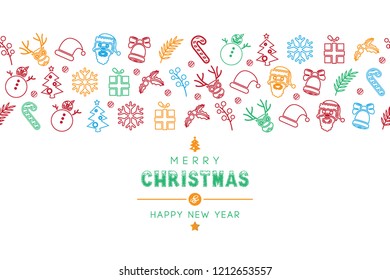 Christmas and New Year wish with colorful christmas illustration ornament isolated with white background